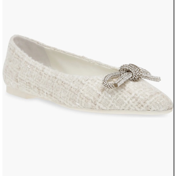 Elina Crystal Bow Pointed Toe Ballet Flat Women’s size 9.5 Wedding Flat - Picture 1 of 6